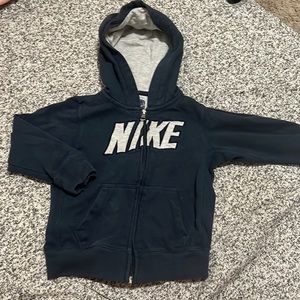 Nike navy blue gray toddler boy zip up hoodie sweatshirt